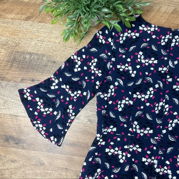 Boden Sheath Dress midi length Floral Design bell sleeve crew neck - Picture 10 of 14